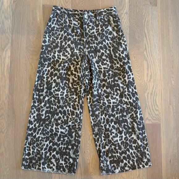 Sincerely Jules Animal Print Cotton Wide Leg Trousers Cropped Women’s Size 27 - Picture 2 of 6